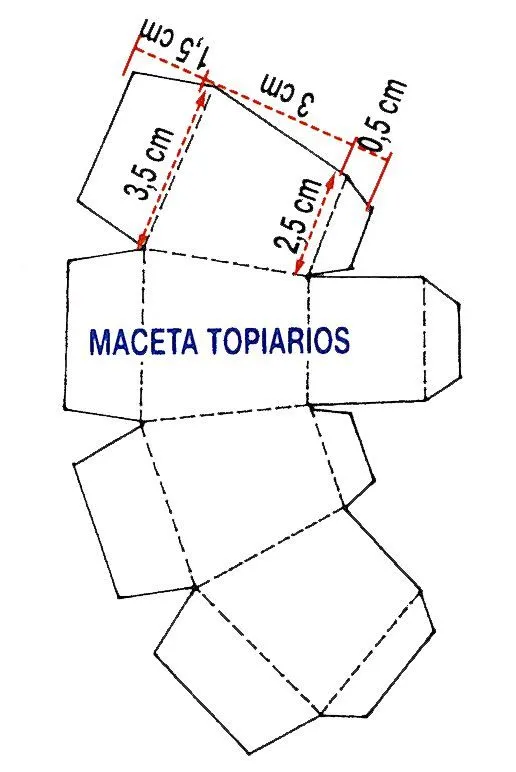 molde para hacer una maceta de cartulina | recortables | Pinterest