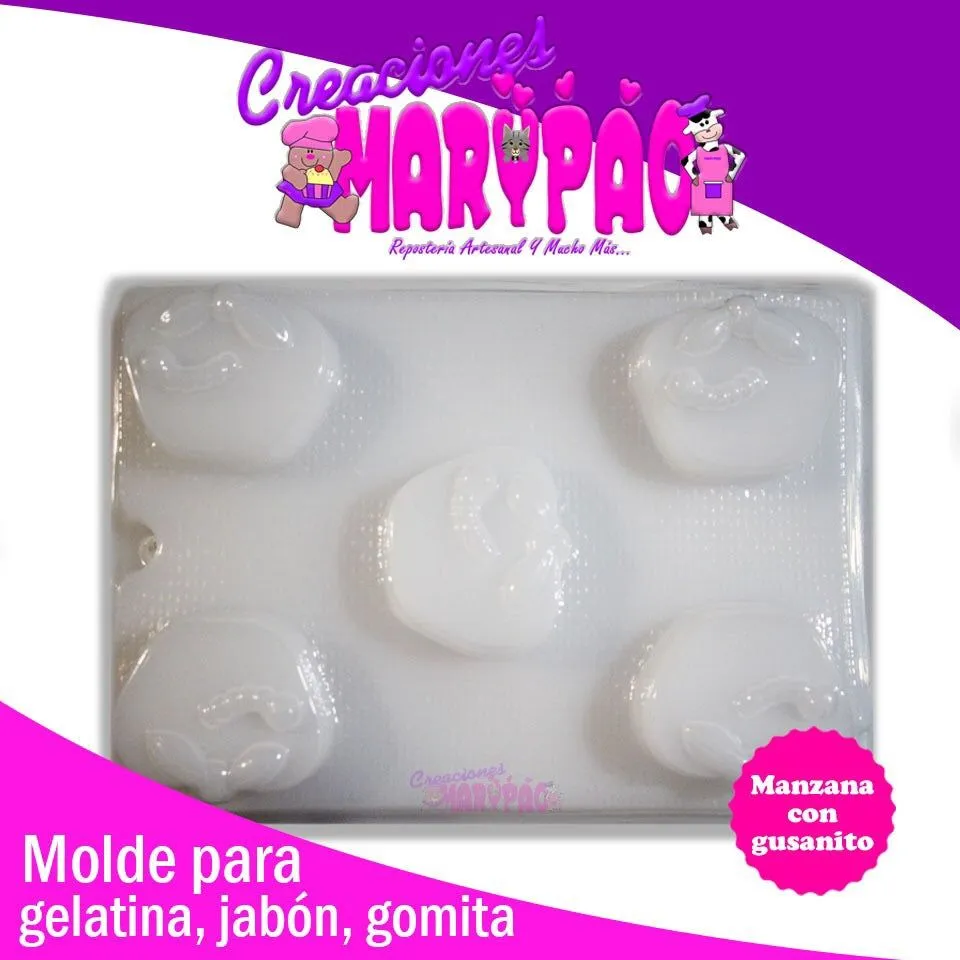Molde Manzana Con Gusano Jabón Gelatina Gomita Dia Maestro – Creaciones  Marypao