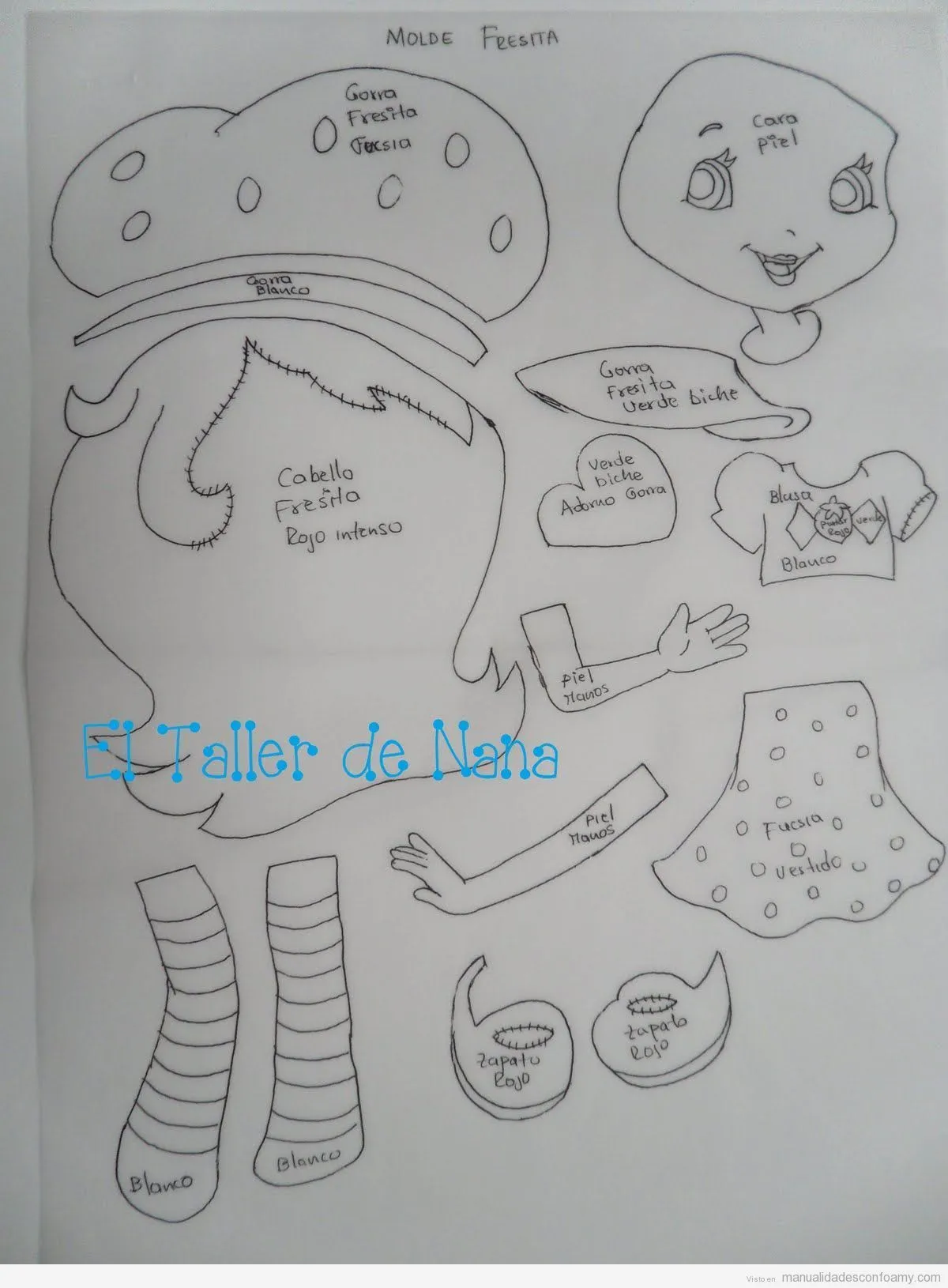Molde para hacer la muñeca Fresita de goma eva | Manualidades, Fresita, Fofuchas moldes Molde para hacer la muñeca Fresita de goma eva | Manualidades, Fresita, Fofuchas moldes