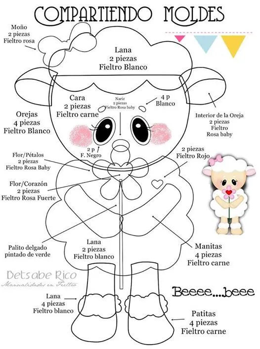 molde oveja | Fieltro PATRONES | Pinterest