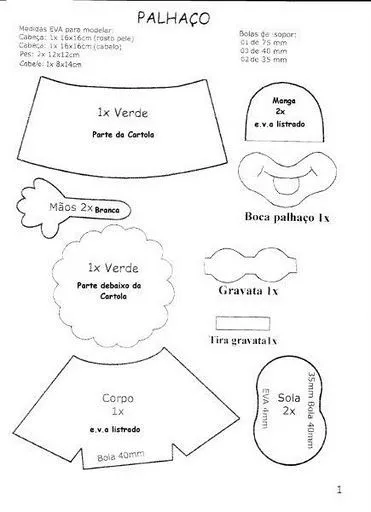 Molde payaso | Fofucha, fofucho, fofucha doll, fomy, fomi ... Molde payaso | Fofucha, fofucho, fofucha doll, fomy, fomi ...