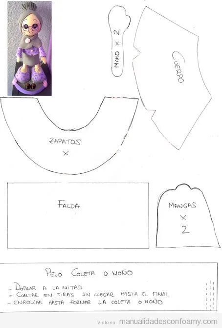 Molde Plantilla Gratis muñeca fofucha hada 1 | Todo con goma eva ... Molde Plantilla Gratis muñeca fofucha hada 1 | Todo con goma eva ...