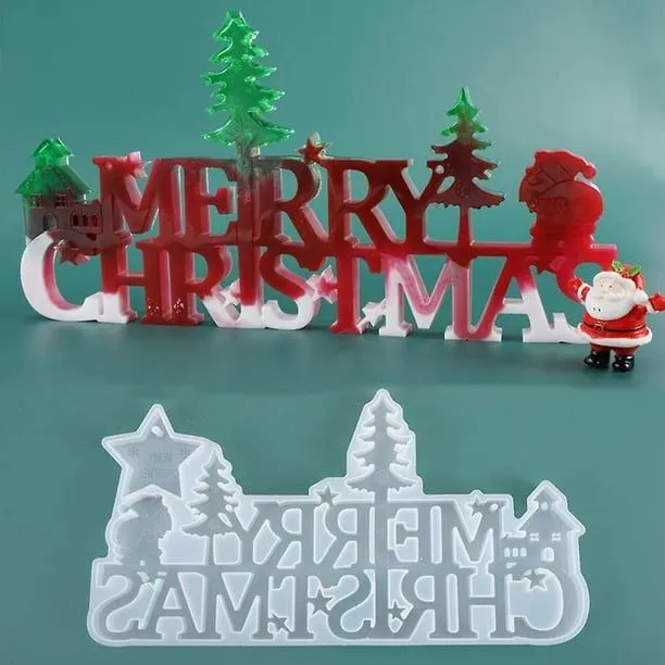 Molde de resina de silicona navideña, moldes de letras de Feliz Navidad en 3D, molde colgante de resina epoxi con signo de palabra de Feliz Navidad, decoraciones colgantes de Navidad para YONGSHENG Molde de resina de silicona navideña, moldes de letras de Feliz Navidad en 3D, molde colgante de resina epoxi con signo de palabra de Feliz Navidad, decoraciones colgantes de Navidad para YONGSHENG