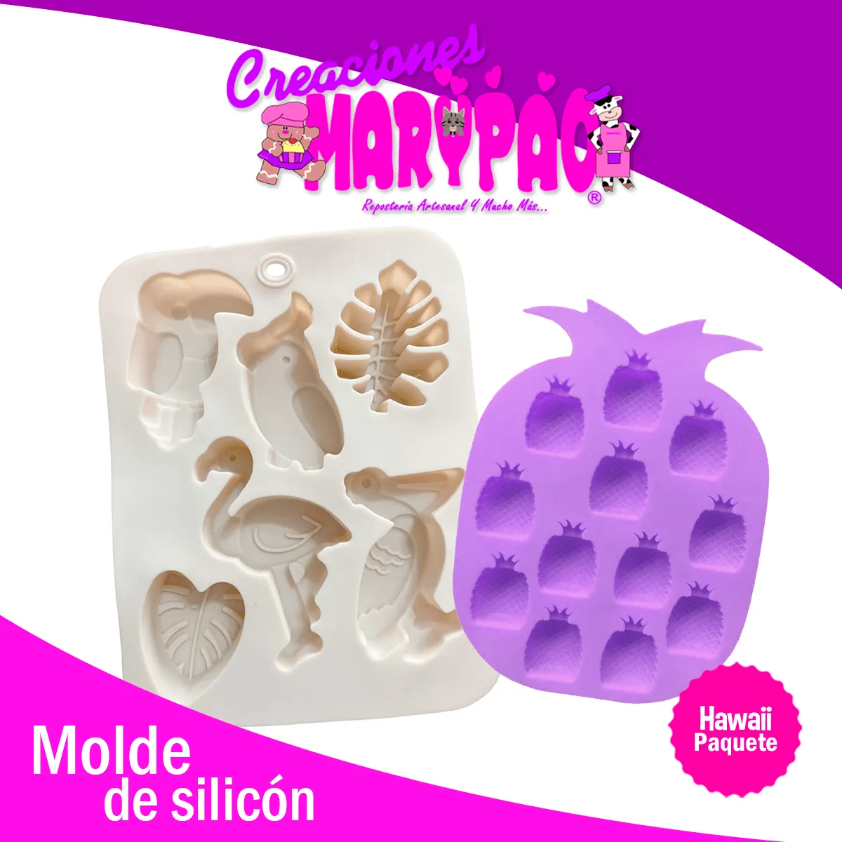 Molde De Silicón Hawaii Flamingo Tucán + Piña de Regalo – Creaciones Marypao Molde De Silicón Hawaii Flamingo Tucán + Piña de Regalo – Creaciones Marypao
