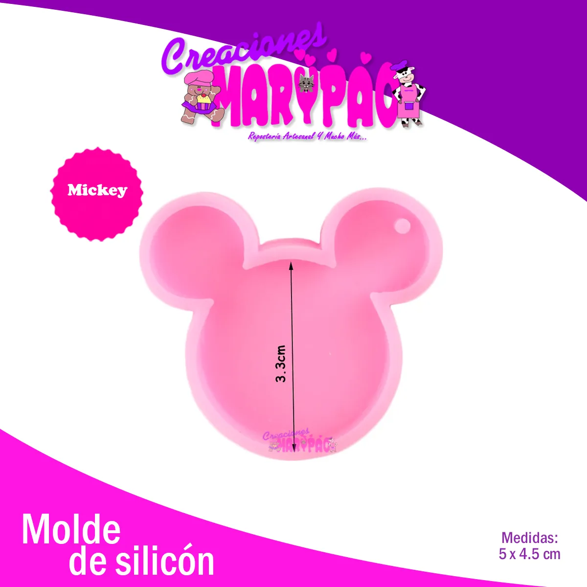 Molde De Silicón Mickey Cara Silueta – Creaciones Marypao Molde De Silicón Mickey Cara Silueta – Creaciones Marypao