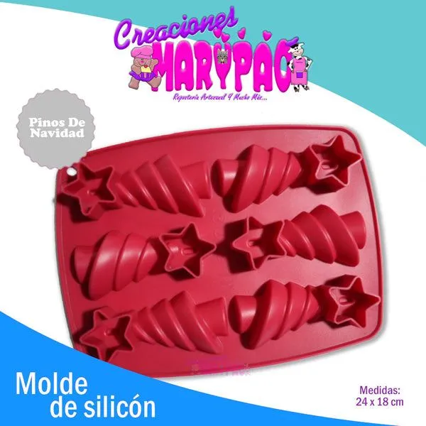 Molde De Silicón Pinos De Navidad Con Estrella – Creaciones Marypao Molde De Silicón Pinos De Navidad Con Estrella – Creaciones Marypao