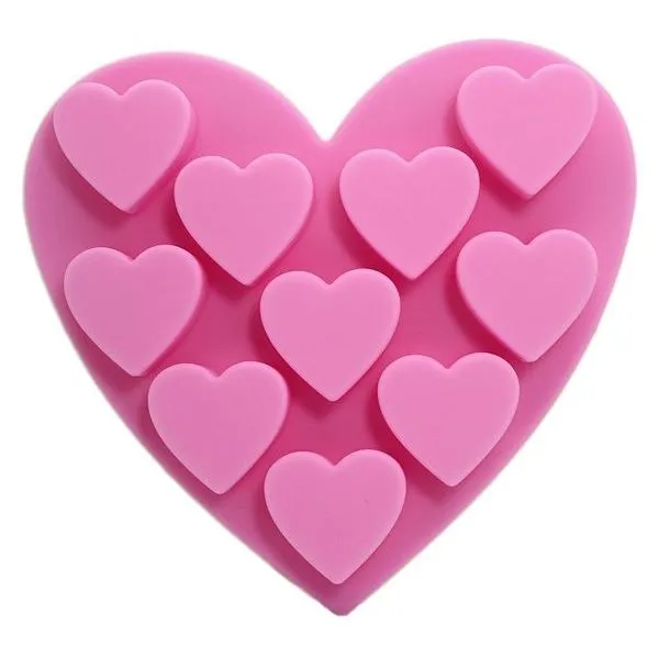 Molde de silicona 10 corazoncitos para hacer jabones Molde de silicona 10 corazoncitos para hacer jabones