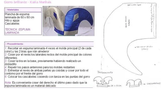 Molde del sombrero arlequín | Manualidades Sombreros y Gorros ...