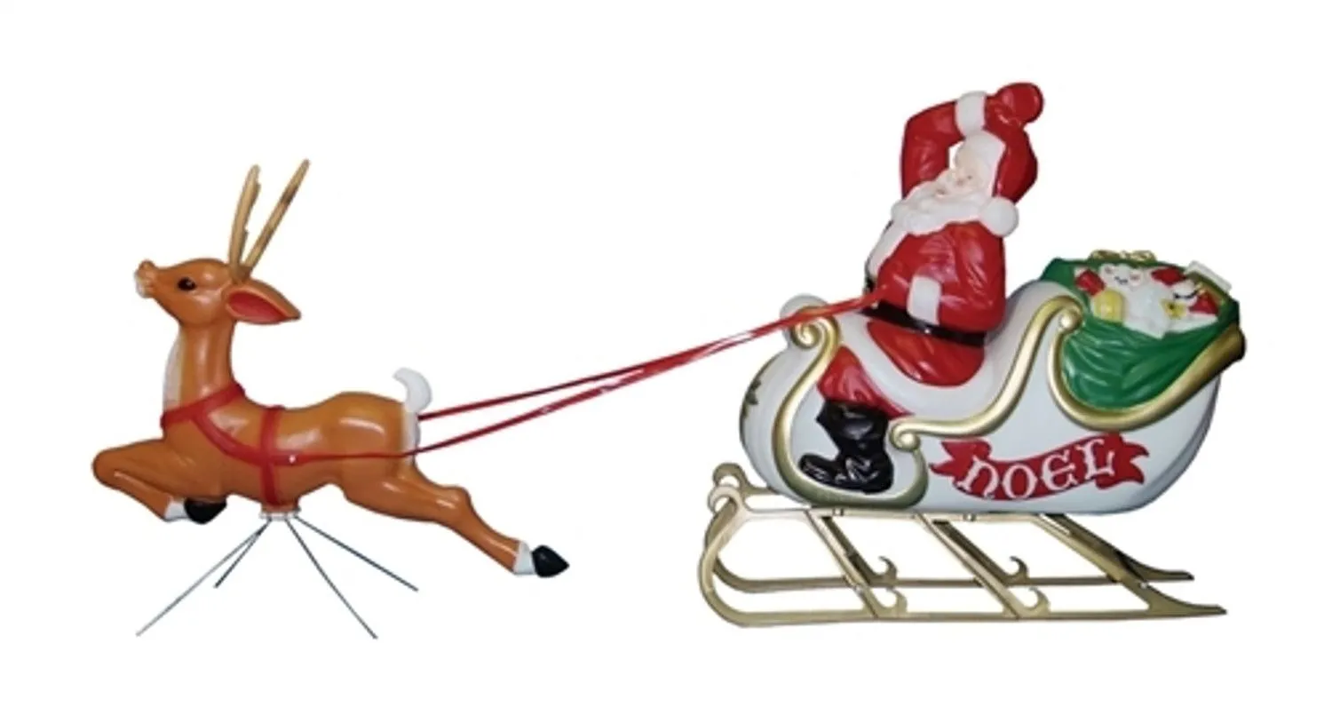 Molde soplado navideño Papá Noel grande con trineo c6480 Molde soplado navideño Papá Noel grande con trineo c6480
