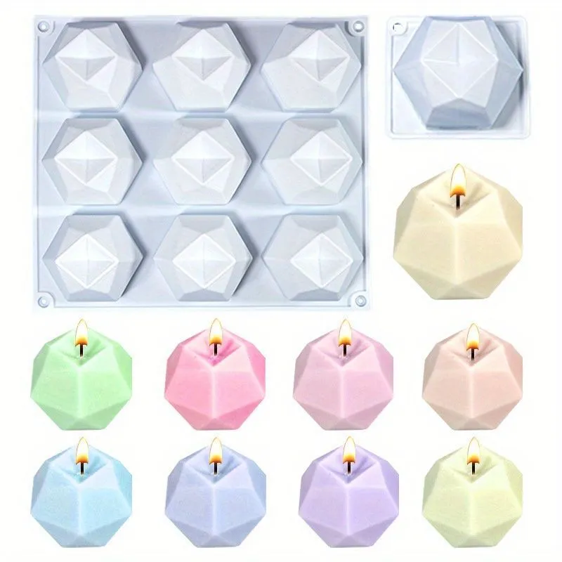 1 Molde De Vela De Esfera Geométrica, Molde De Silicona 3D De 9 Cavidades,  Molde De