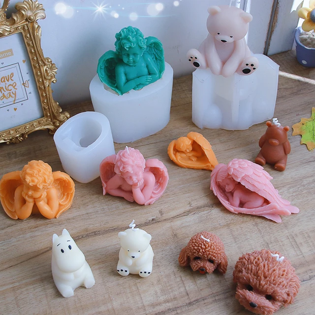Molde de vela de yeso de aromaterapia DIY, molde de silicona de Ángel, Moomin, hipopótamo, pegamento, cabeza de perro de peluche, oso gordo, molde de bandeja de resina - AliExpress Molde de vela de yeso de aromaterapia DIY, molde de silicona de Ángel, Moomin, hipopótamo, pegamento, cabeza de perro de peluche, oso gordo, molde de bandeja de resina - AliExpress