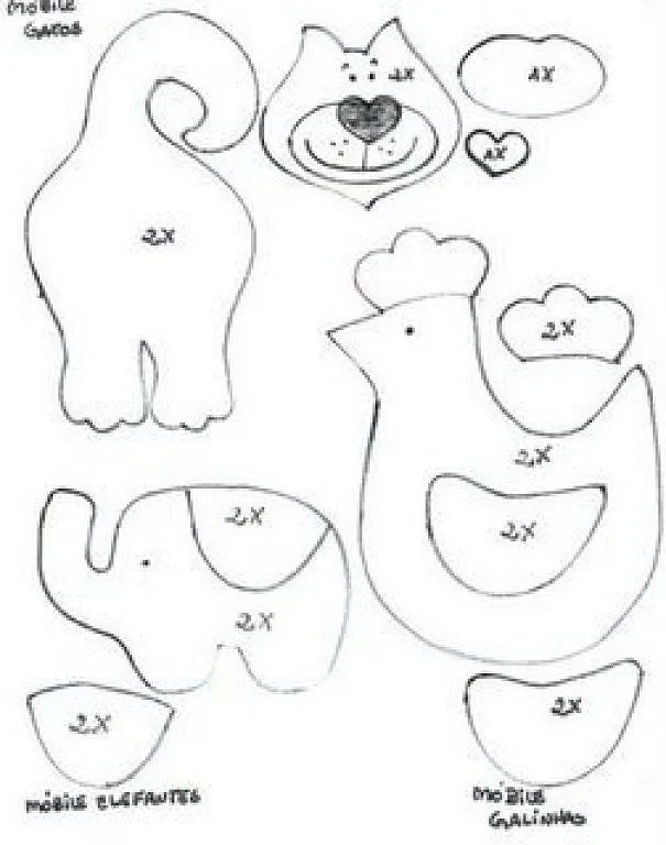 Moldes para fieltro animales - Imagui