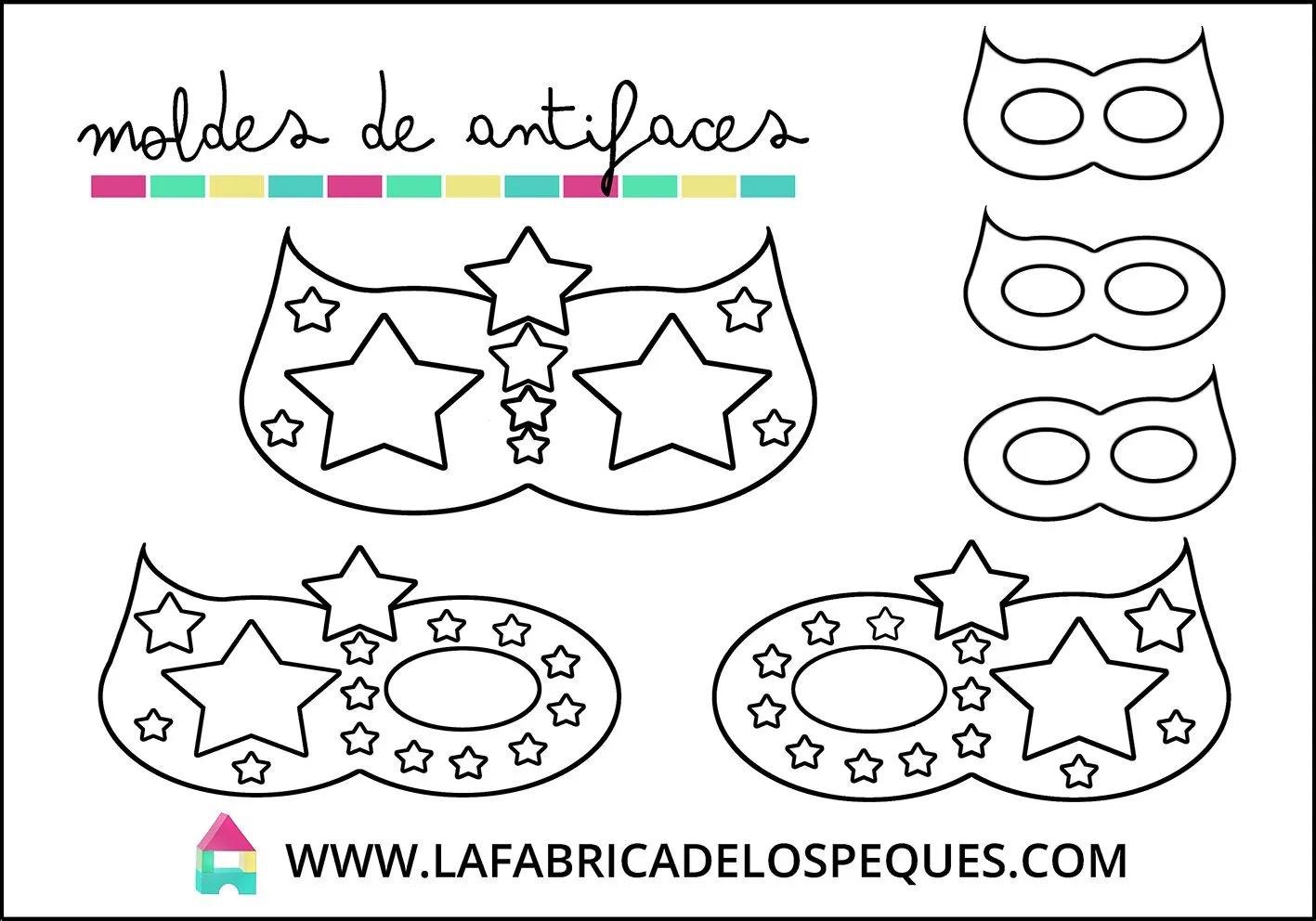 Moldes de antifaces - La fábrica de los peques Moldes de antifaces - La fábrica de los peques