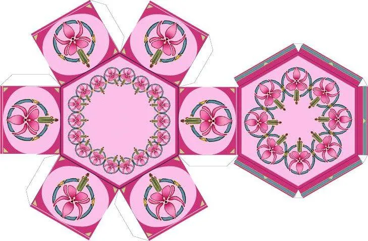 AljuManualidades: Caja rosa con flores (moldes para imprimir y armar)