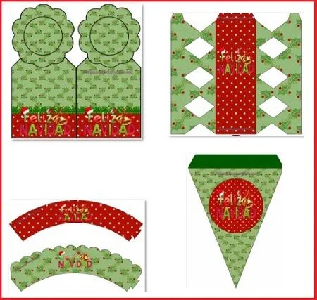 moldes cajitas navideñas para armar | Kits para imprimir gratis moldes cajitas navideñas para armar | Kits para imprimir gratis