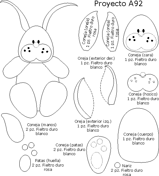 Moldes de conejo para hacer en foami - Imagui Moldes de conejo para hacer en foami - Imagui