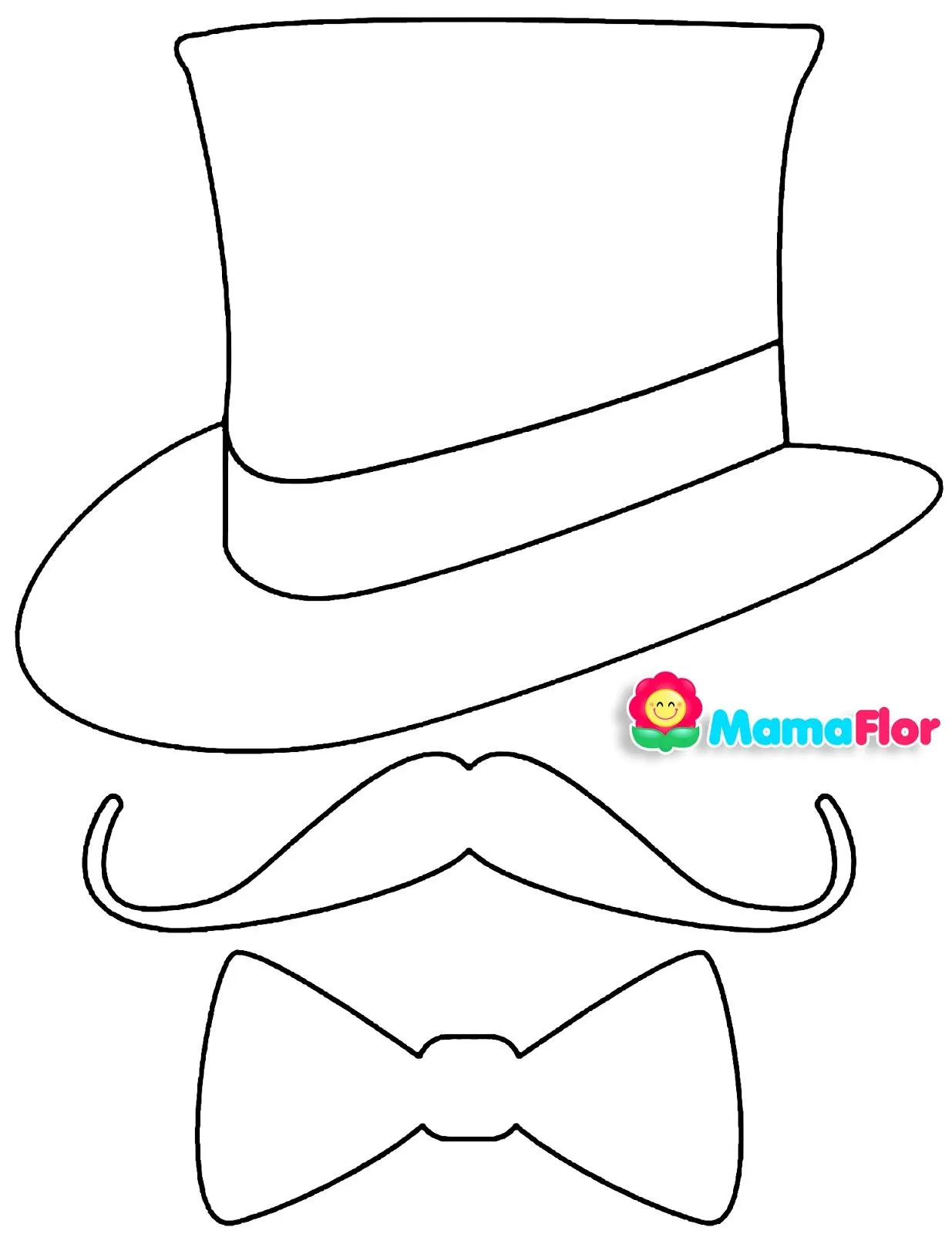 Moldes para Decoración Día del Padre: Bigotes, Corbatas, Sombrero - MamaFlor.com Moldes para Decoración Día del Padre: Bigotes, Corbatas, Sombrero - MamaFlor.com