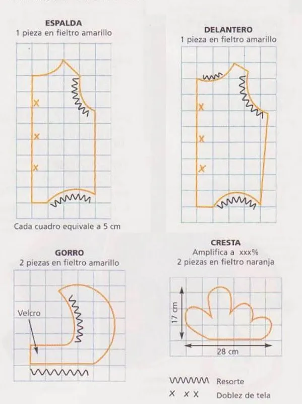 Molde para hacer un disfraz de pollito - Imagui