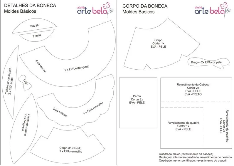 Moldes de bonecas em eva 3D - Imagui