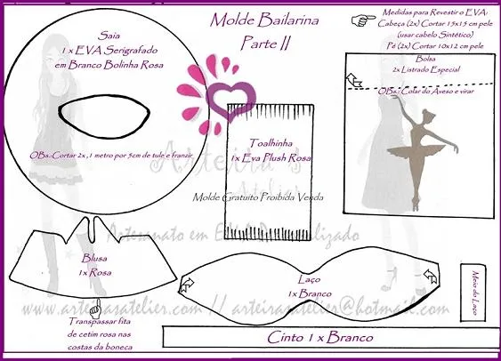 Moldes: Fofucha bailarina de ballet - Todo en Goma Eva