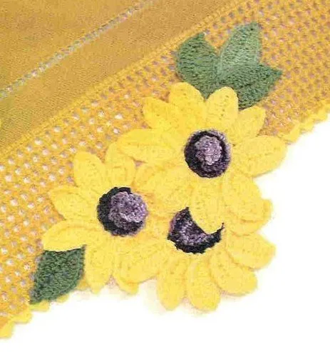 Flores de girasoles tejidas a crochet ~ Solountip.com