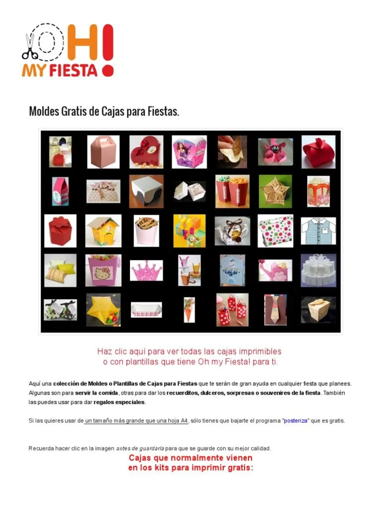 Moldes Gratis de Cajas para Fiestas | PDF | Ocio Moldes Gratis de Cajas para Fiestas | PDF | Ocio