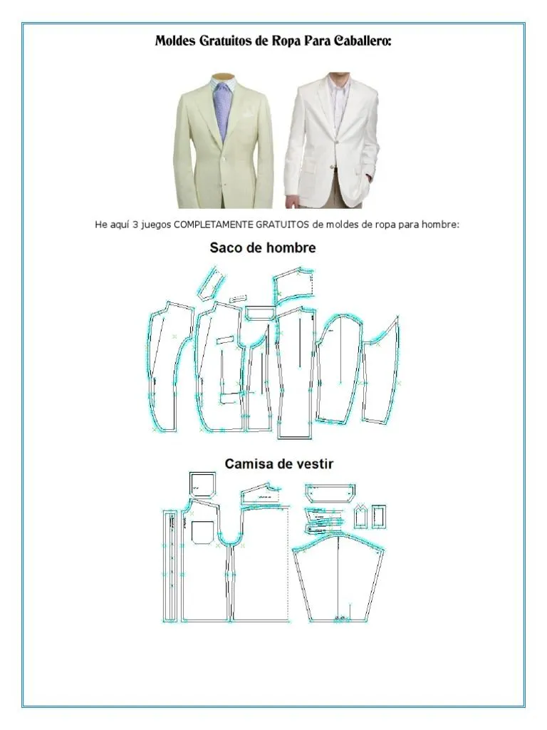 Moldes Gratuitos de Ropa para Caballero | PDF Moldes Gratuitos de Ropa para Caballero | PDF
