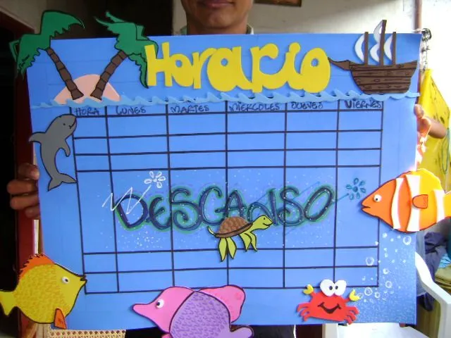 Horarios de clase hechos en foami - Imagui