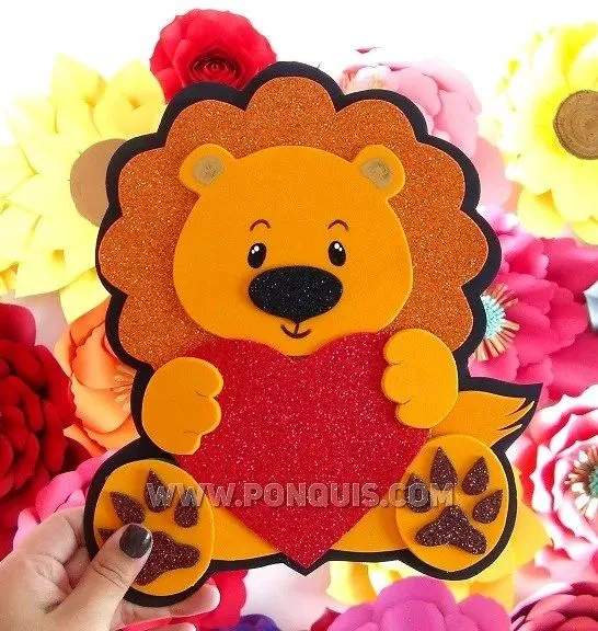 Moldes para realizar León Decorativo con Corazón – Galería Ponquis Moldes para realizar León Decorativo con Corazón – Galería Ponquis