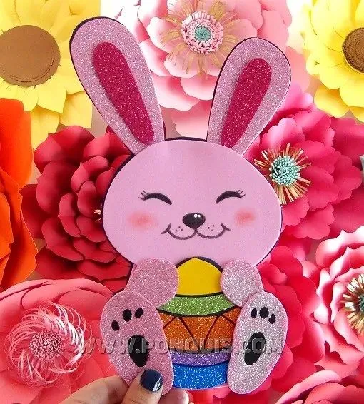 Moldes para realizar linda Conejito con huevo de Pascua – Galería Ponquis