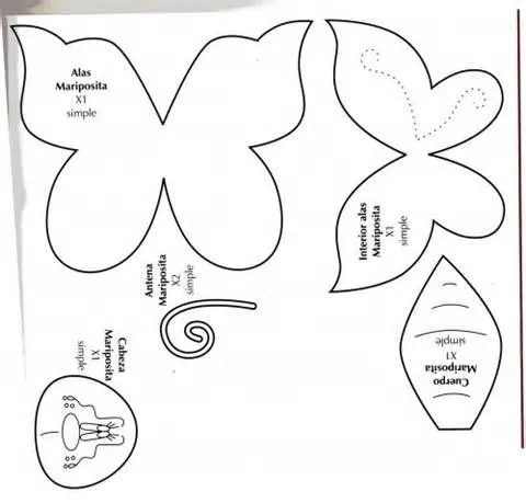 Moldes Mariposa foami e Pós | Moldes - Desenhos - Riscos ...