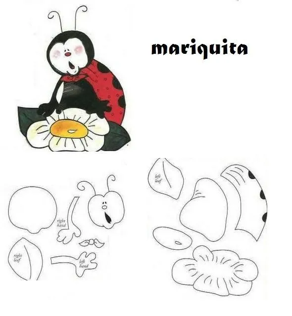 Moldes de una mariquita en foami - Imagui