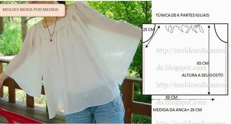 Moldes Moda por Medida: TÚNICA DE 4 PARTES IGUAIS | Sewing-Restyle ...