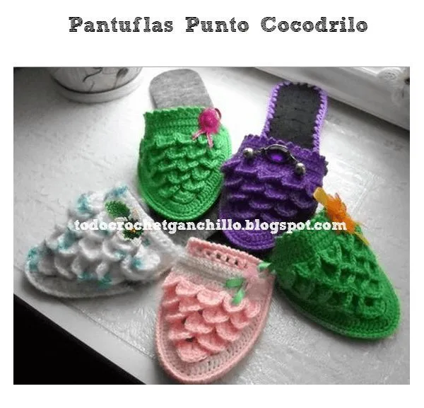 Como tejer pantuflas con punto cocodrilo con ganchillo | Idées ... Como tejer pantuflas con punto cocodrilo con ganchillo | Idées ...