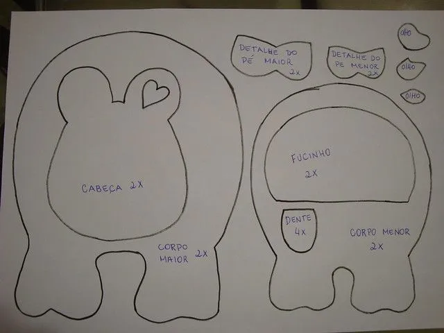 Moldes de peluche hipopotamo gratis - Imagui