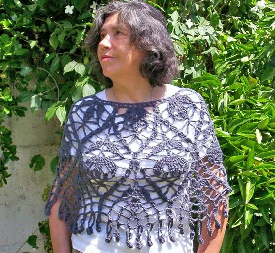 Poncho calado a crochet - Imagui