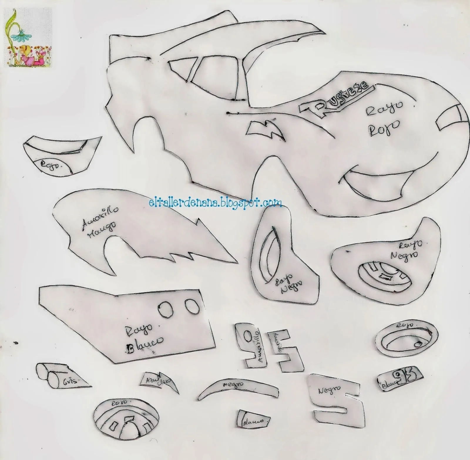 Moldes de Rayo Mcqueen en goma eva - Imagui Moldes de Rayo Mcqueen en goma eva - Imagui
