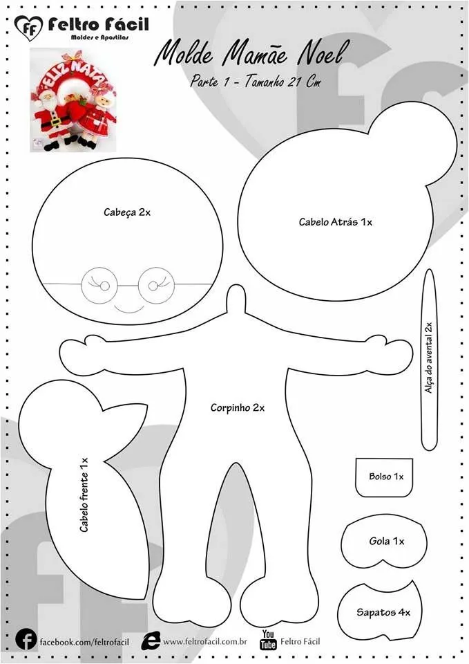 5 Moldes para hacer renos y muñeco de santa claus y señora claus en fieltro ~ Solountip.com 5 Moldes para hacer renos y muñeco de santa claus y señora claus en fieltro ~ Solountip.com