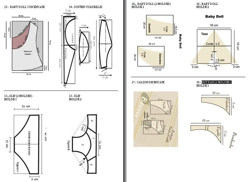 Moldes de ropa interior - Imagui