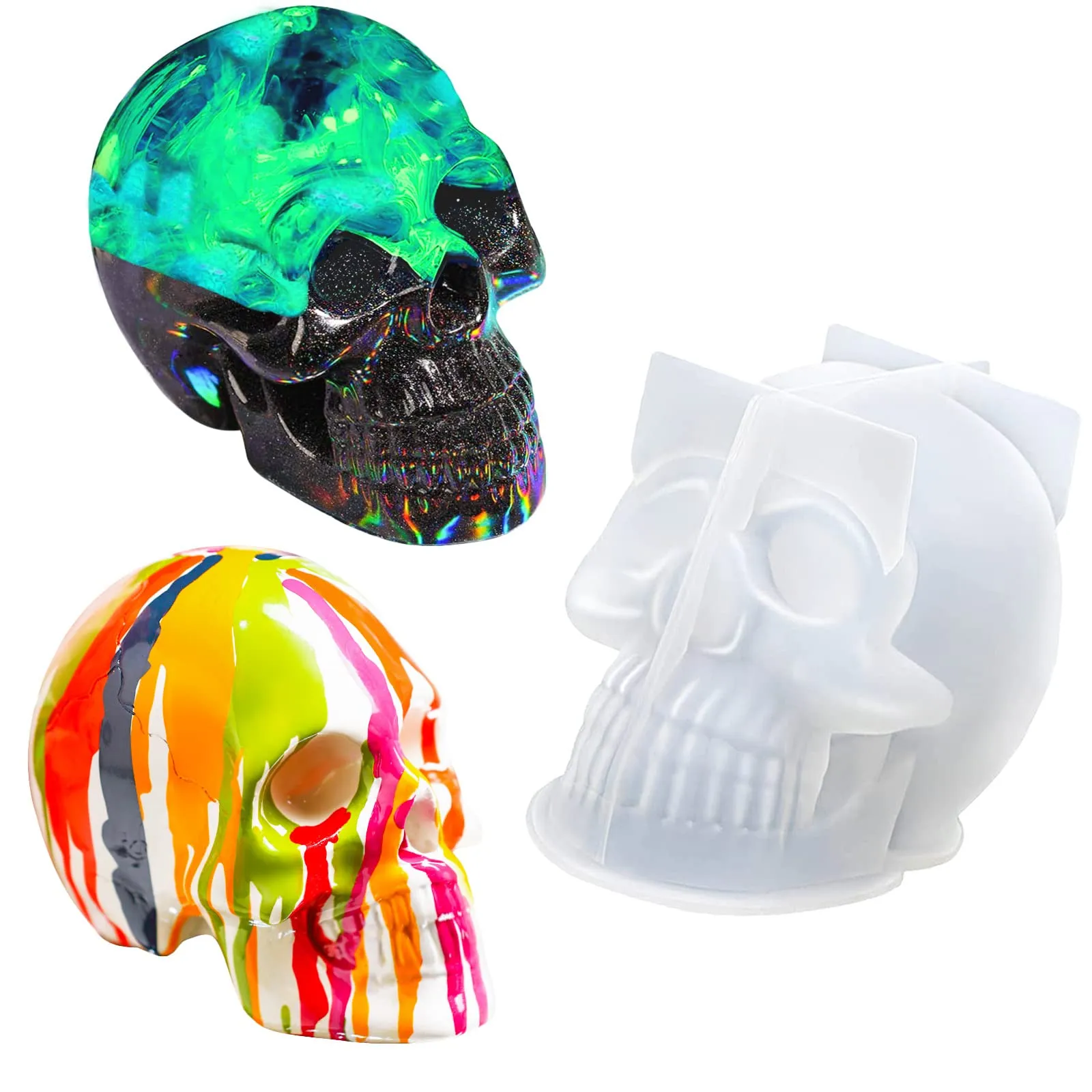 Moldes de silicona de calavera, molde de esqueleto grande para resina epoxi, moldes de vela de Moldes de silicona de calavera, molde de esqueleto grande para resina epoxi, moldes de vela de