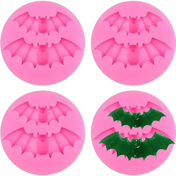4 moldes de silicona para fondant de murciélago de Halloween, molde decorativo para tartas, moldes de chocolate para Halloween, molde para hornear fondant, molde para pudín de gelatina para decoración de pasteles 4 moldes de silicona para fondant de murciélago de Halloween, molde decorativo para tartas, moldes de chocolate para Halloween, molde para hornear fondant, molde para pudín de gelatina para decoración de pasteles
