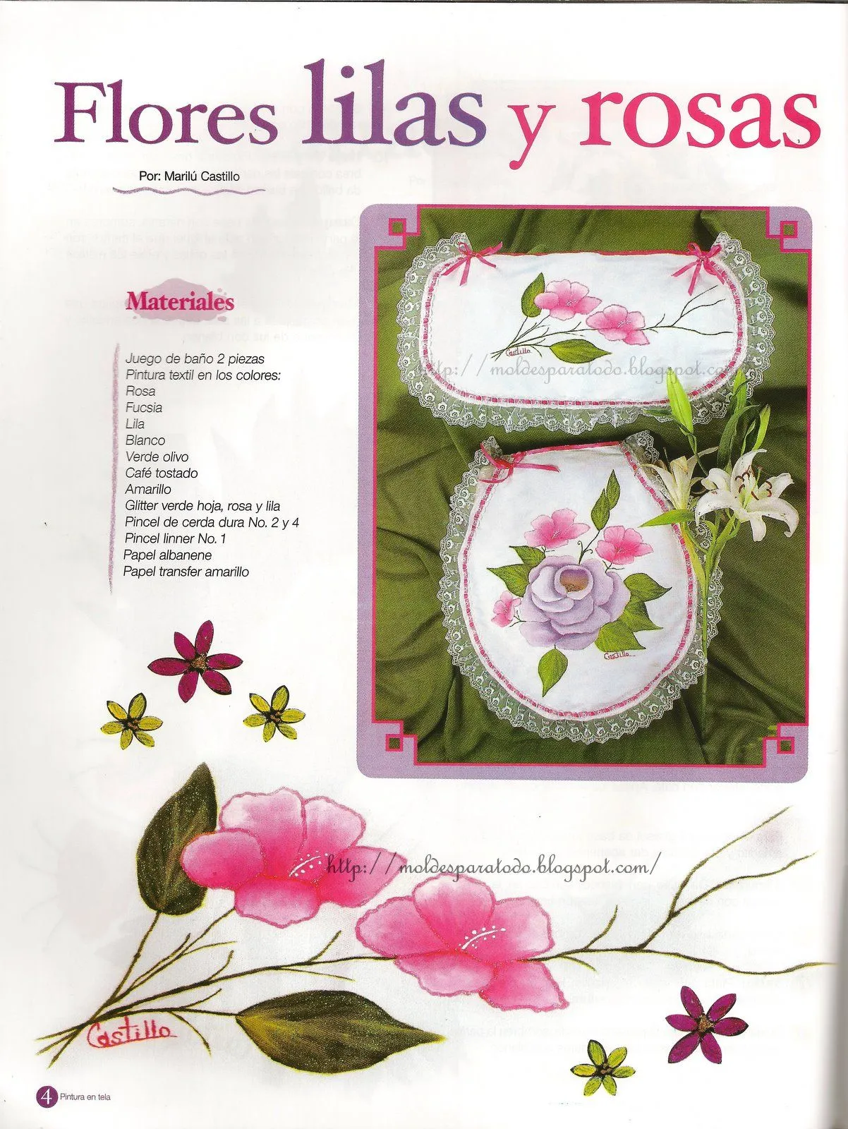 Moldes para Todo: °° Flores lilas y rosas °°