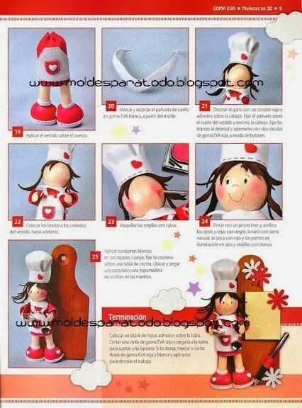 Moldes para Todo: *- Fofucha Chef portanotas -* Moldes para Todo: *- Fofucha Chef portanotas -*