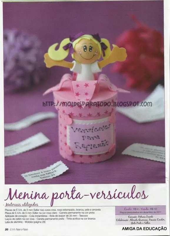 Moldes para Todo: - Fofucha porta versículos - Moldes para Todo: - Fofucha porta versículos -