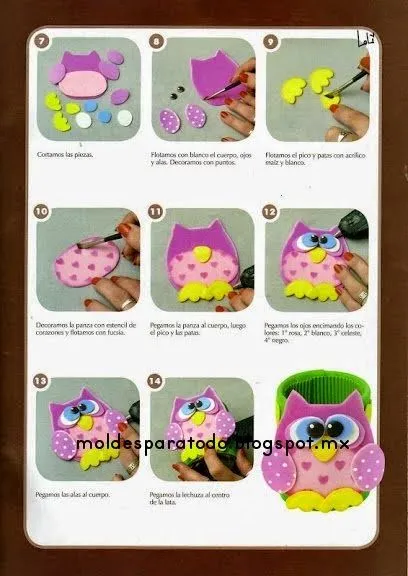 Moldes para Todo: Lapiceras Búhos