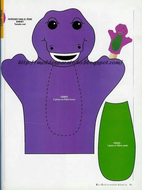 Moldes para Todo: = Títeres Barney y Baby B = Moldes para Todo: = Títeres Barney y Baby B =