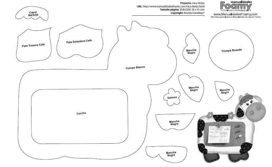 Moldes de vacas en foamy - Imagui