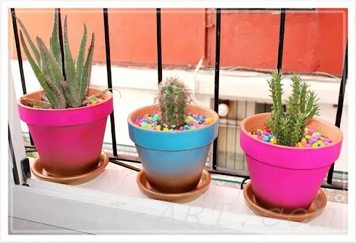 MOLI-ART | Beauty Blog: DIY: Maceteros de colores