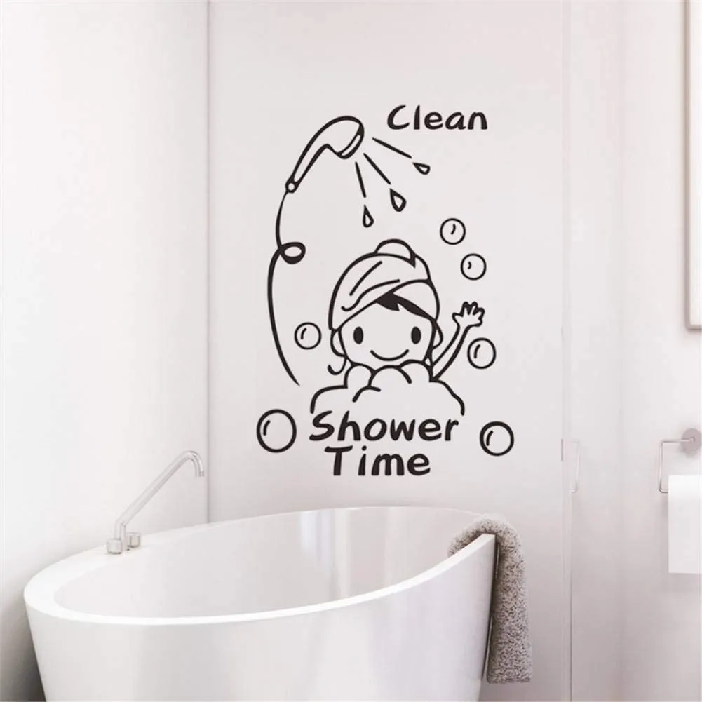 MONDFH Pegatina de Pared Dibujos Animados Limpia Tiempo de Ducha niños  bañándose Etiqueta de la Pared para baño decoración del hogar calcomanías  extraíbles Vinilo Arte Negro Pegatinas : Amazon.com.mx: Herramientas y  Mejoras