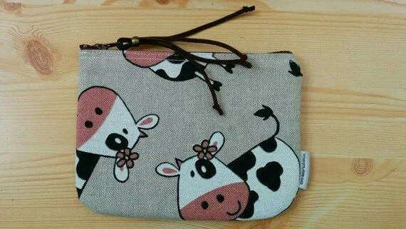 Monedero de vaca neceser de vaca monedero de tela por BellyPork Monedero de vaca neceser de vaca monedero de tela por BellyPork